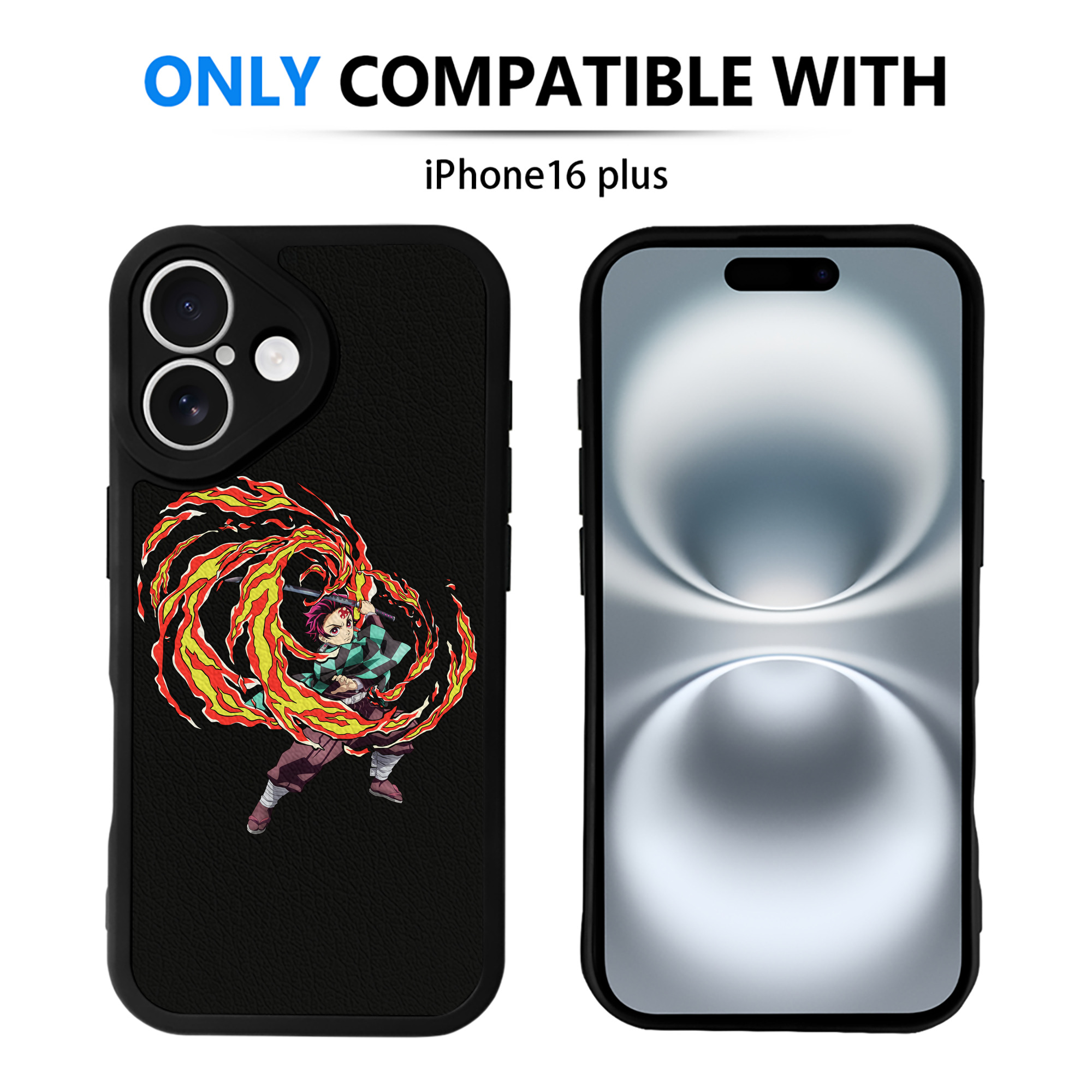 （画像用） 鬼滅の刃 竈門 炭治郎／かまど たんじろう Kamado Tanjirou 【iPhone 16シリーズ対応】シリコンスマホケース（レザー調） 材質：シリコン